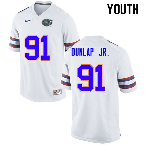 Youth #91 Marlon Dunlap Jr. Florida Gators College Football Jerseys White